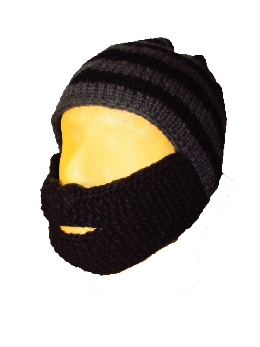 100% Wool Funny Beard and Moustache Hat Fancy Dress Warm Winter