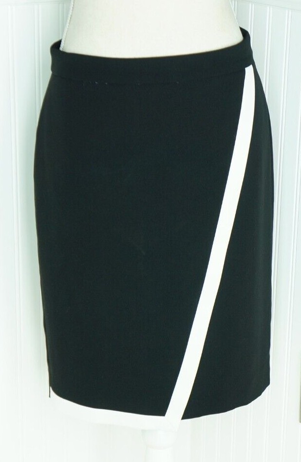 J.Crew Women's Black Tipped Crepe Wrap Pencil Skirt Size 6