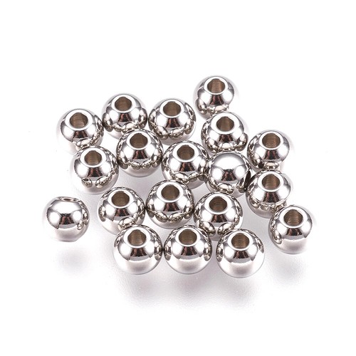 100 Stck. 304 Edelstahl Perlen Abstandhalter 6 mm Rondelle Lose Glatte Metall Perlen - Bild 2 von 2