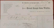 1889 Boston Massachusetts Broad Gauge Iron Works Billhead Receipt Ephemera