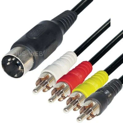 TRANSMEDIA Cavo audio 1,5 m 5 poli spina DIN 4 connettori RCA IN OUT diodi adattatore kdk
