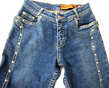 VTG Lawman Western Studded Jeans Slim Fit Denim Silver Swirl Design Hong Kong