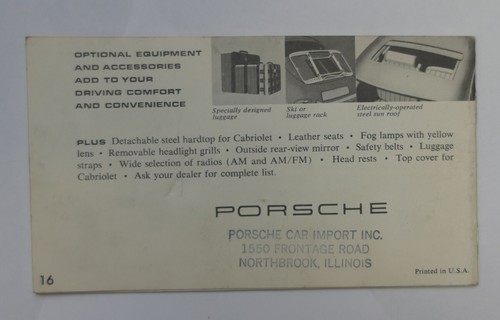 Porsche 356 356C Porsche Facts Sales Brochure - Very Nice - Picture 7 of 7