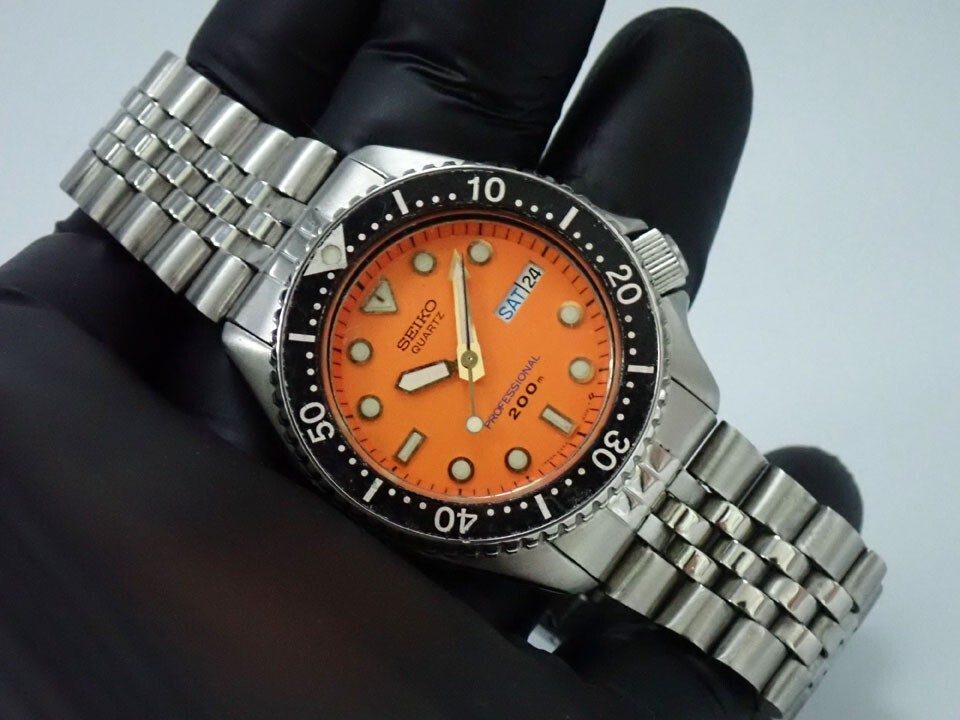 SEIKO Scuba Diver's 6458-600A Orange Dial DayDate 200m