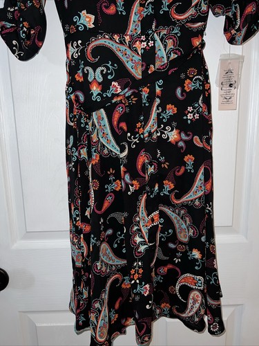 Natalie Lepore Dress Black Teal 088-3 Print - Picture 3 of 4