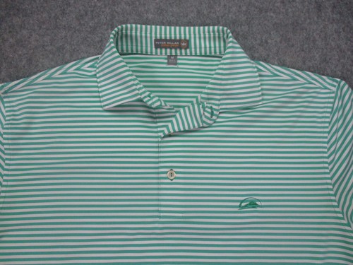 Peter Millar Mens Shirt Medium Green White Striped Summer Comfort - Picture 3 of 18