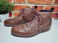 MENS TED BAKER LONDON HUENNO UK 9 EU 43 BROWN LEATHER LACE UP BROGUE ANKLE BOOTS