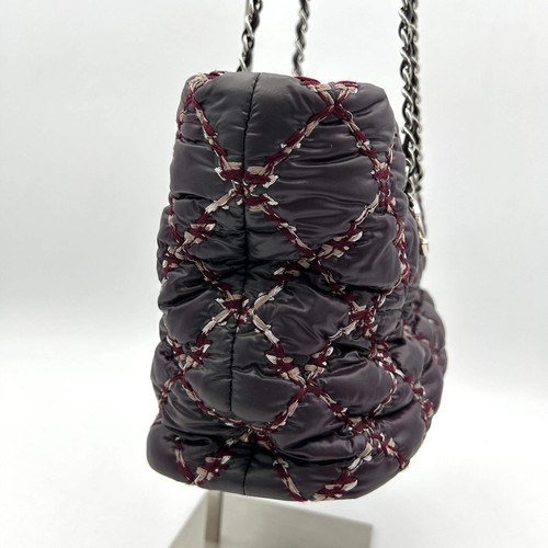 Pre-owned CHANEL Nylon Quilted Tweed Stitch Bubble Tote violet ch8890bd - Picture 4 of 11
