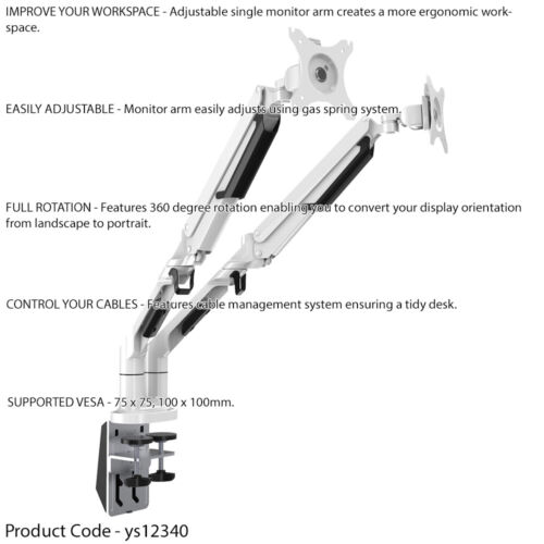 17-32" Dual Twin Moving Monitor Desk Mount Arm Bracket 12KG Screen Holder Stand - Picture 2 of 6