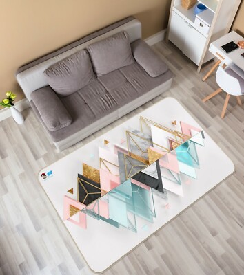 3D Pink Blue Triangle NAO10872 Game Rug Mat Elegant Photo Carpet Mat Fay