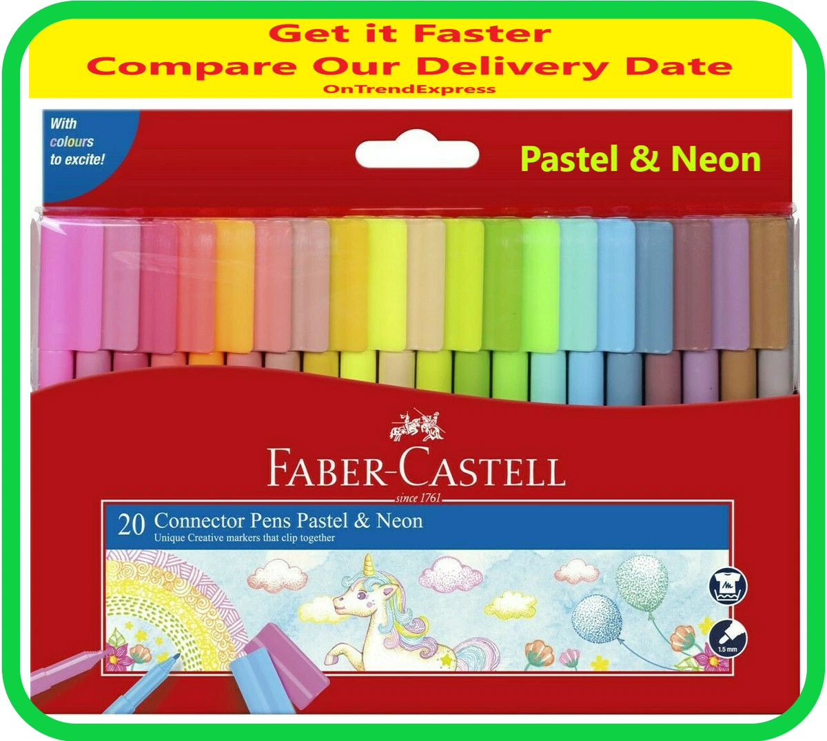 Faber-Castell Connector Pens Coloured Markers Assorted Pack 20