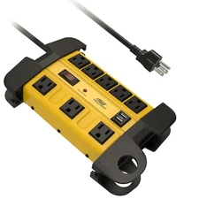 8-Outlet Heavy Duty Power Strip Surge Protector 6FT Extension Cord, With 2 USB