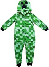 Minecraft Long Sleeve Hooded Sleeper Blanket Pajama Boy Size 8 10/12
