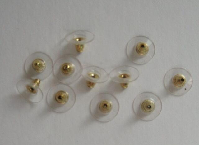 JEWELLERY FINDINGS 7mm GP Earring Stoppers w Clear Plastic Pads(Lots of 10 & 20)