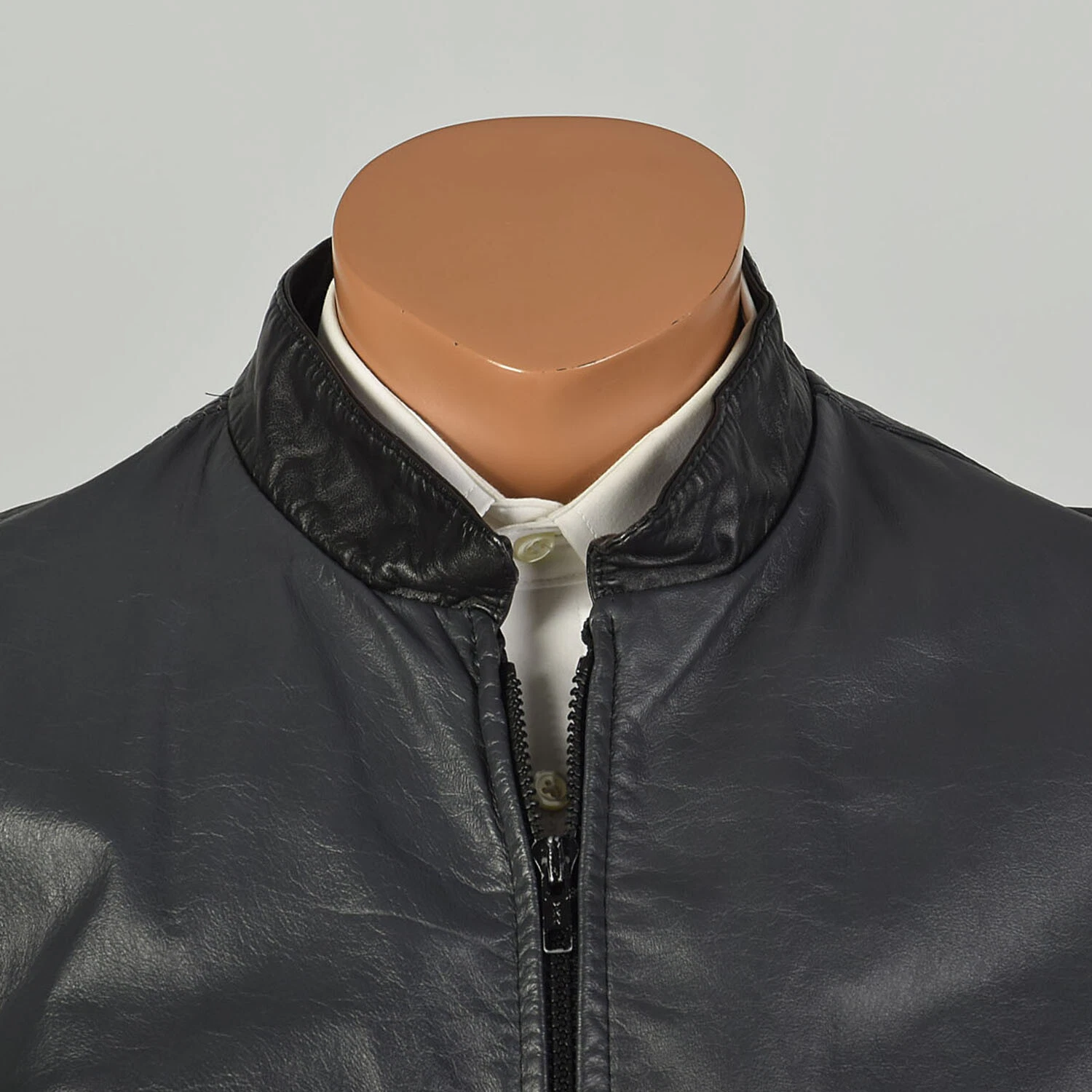  1980s two toned mandarin collar zip up elastic waist jacket