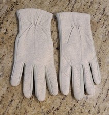 Vintage Women's Size L Gray Pigskin Leather Stretch Gloves Textured Finale