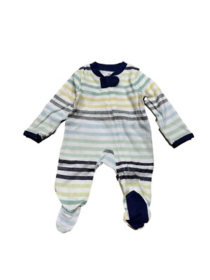 Honest Baby Boys' Organic Cotton Rainbow Striped Sleep N' Play - Blue Newborn