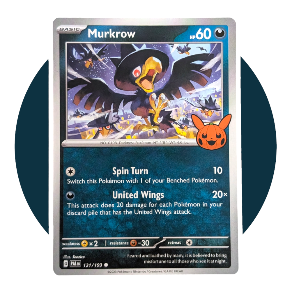 Trick or Trade Pokemon Card (BB07): Murkrow 131/193, Pikachu