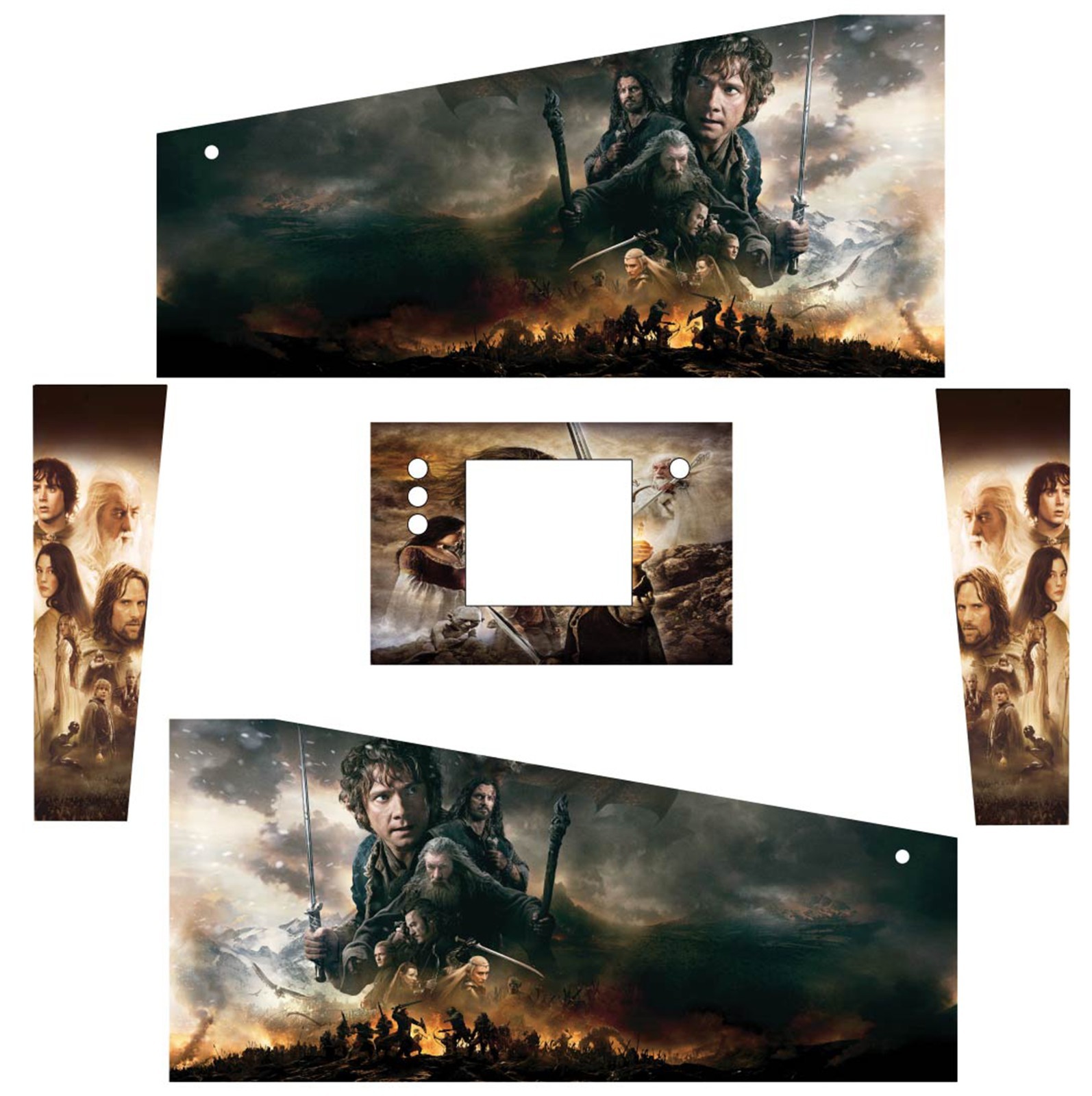 Stickers The Hobbit pour Pincab Pinball Flipper kit complet art vinyle