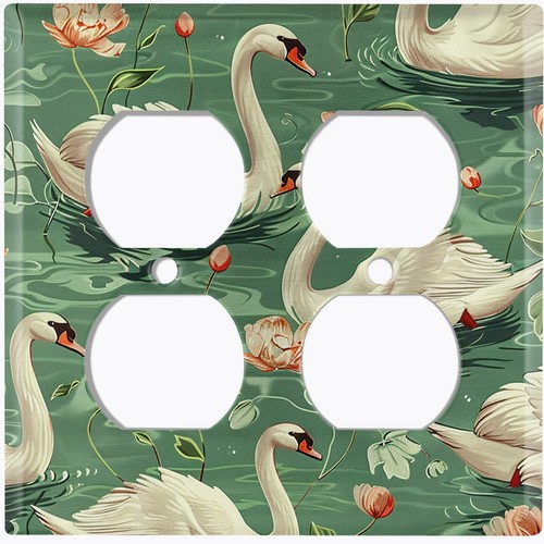 Metall Lichtschalter Steckdosenabdeckung Deko Wandplatte Schwan Blumensee AML115 - Bild 24 von 35