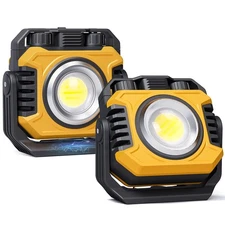 2 Pack 2400LM Magnetic Rechargeable Work Light, 28 Hours Long Lasting Steples...