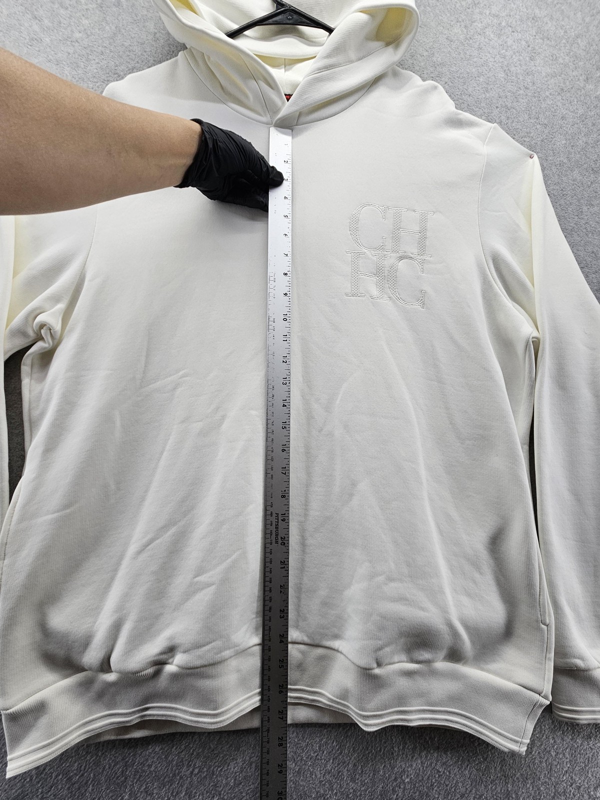 Carolina Herrera Hoodie Sweatshirt Mens 2XL White Pullover CH HC Logo Fleece image 7