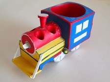 TRAIN TOOTHBRUSH  CUP HOLDER, Vintage 1990s Kids Bathroom Home Decor Locomotive