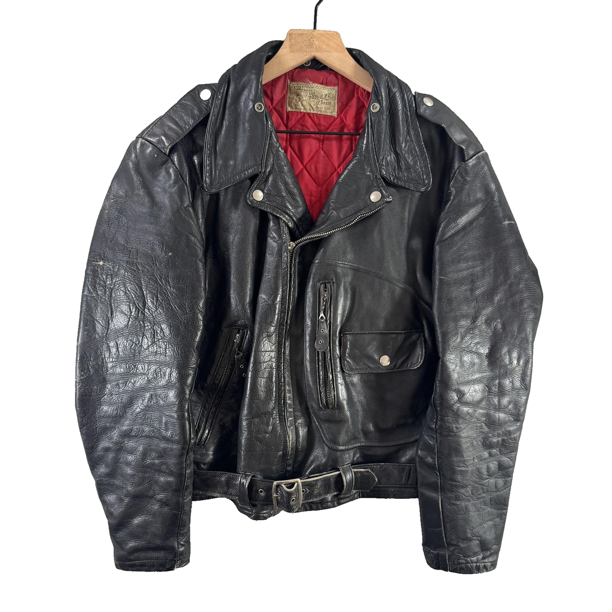 Vintage 1950s Sears Hercules D-Pocket Leather Jacket Mens Small