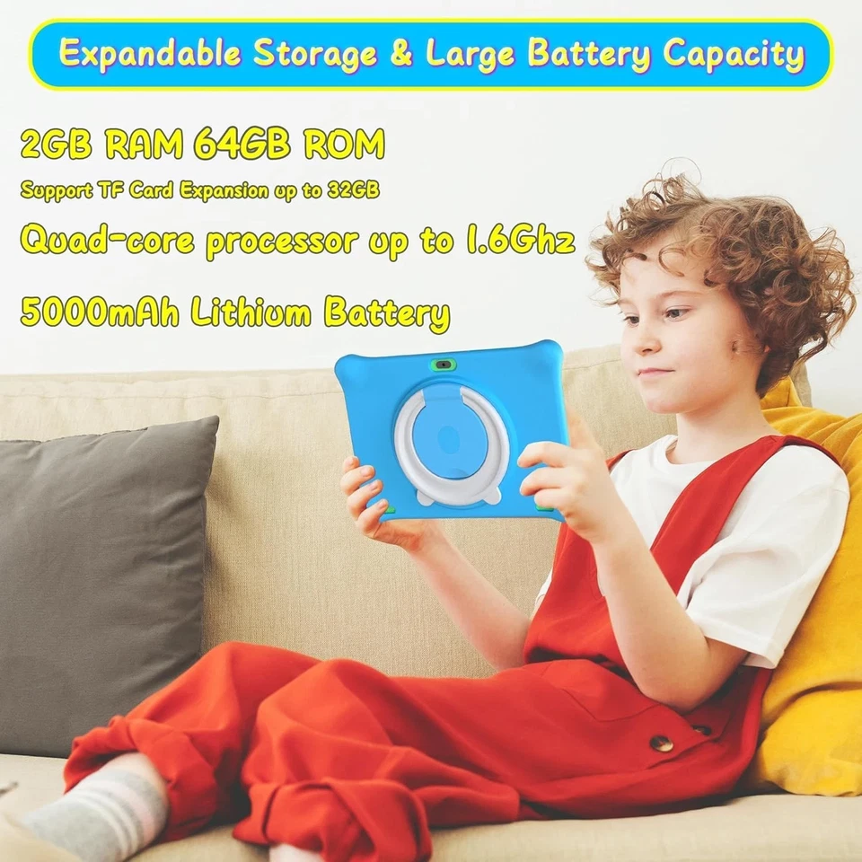 SGIN Android 12 Tablet for Kids 10 Inch 2GB RAM 64GB ROM Camera Bluetooth WiFi - Image 3 of 4
