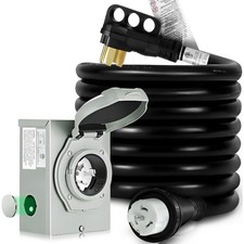 50 Amp Generator Cord 15FT and Pre-Drilled Power Inlet Box, 50 amp Generator