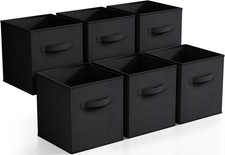 11" Collapsible Fabric Storage Cubes 6 Foldable Bins For Clothes Toys Black