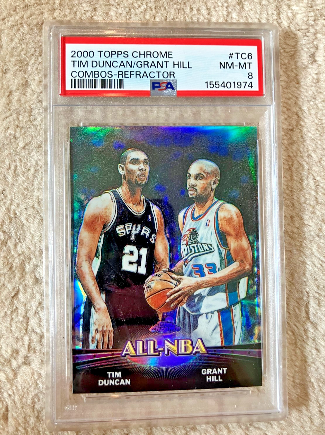 Grant Hill Tim Duncan 2000 Topps Chrome Combos REFRACTOR All-NBA TC6 PSA 8 POP 1