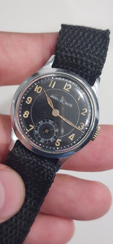 Raro orologio uomo vintage anni 40 JAEGER LeCOULTRE 463 WWII quadrante nero militare - Foto 16 di 24