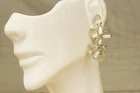 Vintage Costume Jewelry Silvertone Rhinestone Floral Spray Clip Earrings