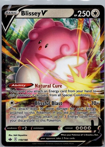 Blissey V 119/198 Holo Ultra Rare Chilling Reign Pokemon Near Mint