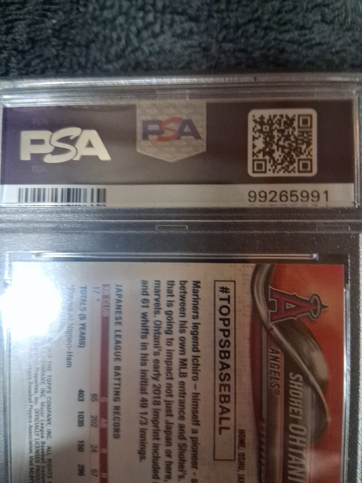 2018 Topps Update Shohei Ohtani #US1 PSA 9 view 4