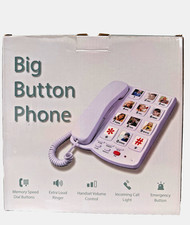 Big Button Phone Extra Loud Ringer Elderly Visually Impaired NIB SOS LD-858