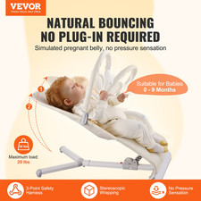 Baby Bouncer, Folding Bouncer Seat for Babies 0-9 Months, Beige