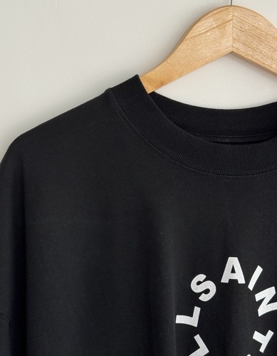 Allsaints “Tierra” Oversized T Shirt Thick Organic Cotton Black Large - Picture 4 of 8