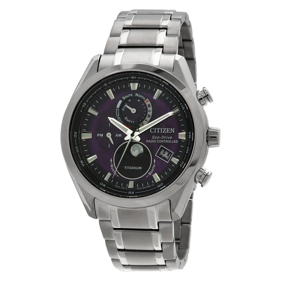 Citizen Tsuki-yomi A-T Perpetual World Time Chronograph Purple Dial Men's Watch