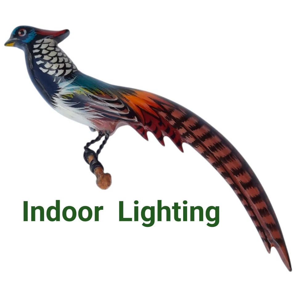 Broche prendedor de madera pintado a mano Lady Amherst's Pheisant de Takahashi arte de pájaro de colección Foto 4 de 4