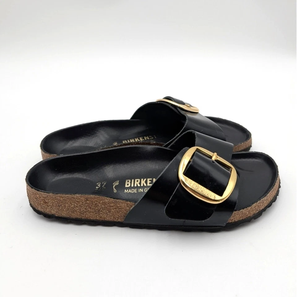Sandalias Birkenstock Madrid Hebilla Grande Unisex Cuero Negro Talla USW6/M4 EU37 Foto 3 de 4