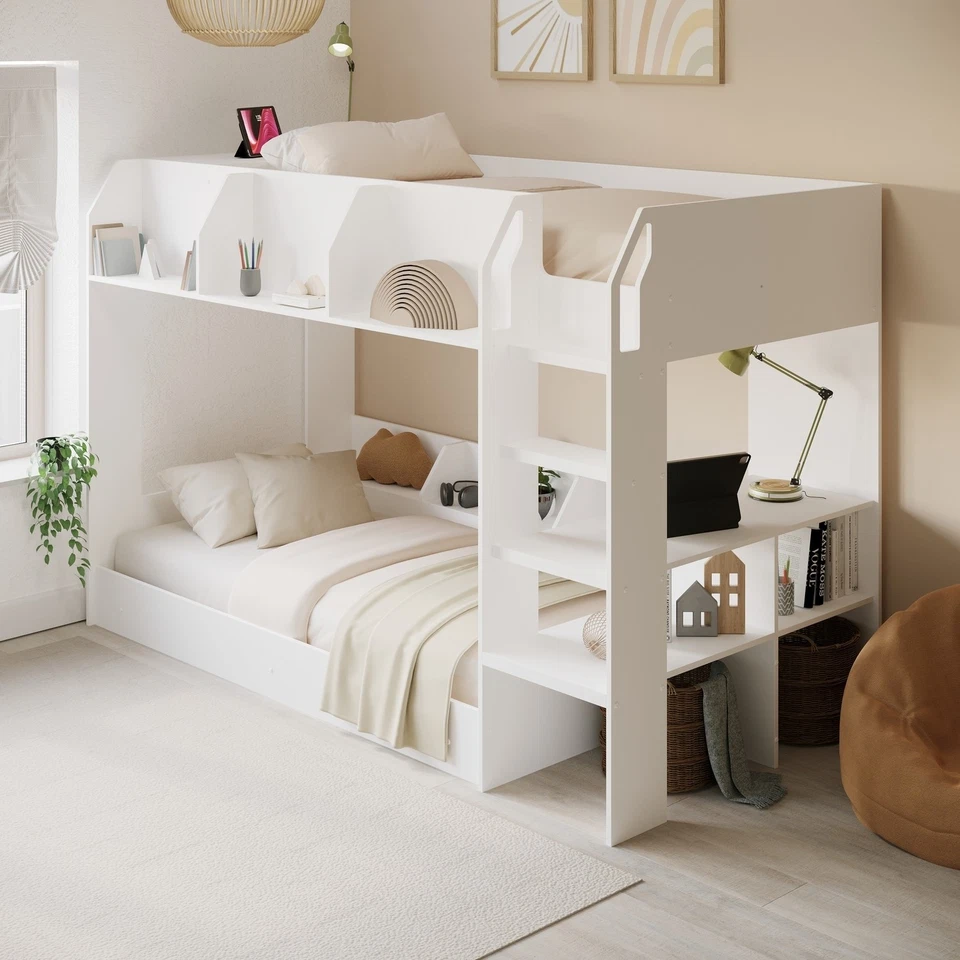 White Bunk Bed with Storage Shelves - Freddie FRD001 - Image 4 of 4