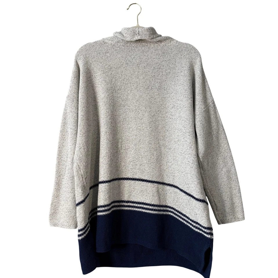 Túnica suéter de punto de gran tamaño J.Jill - Talla L - Gris y azul marino - Cuello capucha Foto 2 de 4