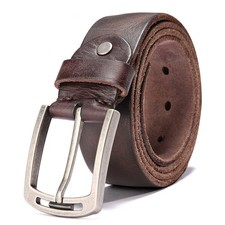 Men's 100 Italian Leather Belt Anti-Scratch Buckle Brown-1001 Size 34-38