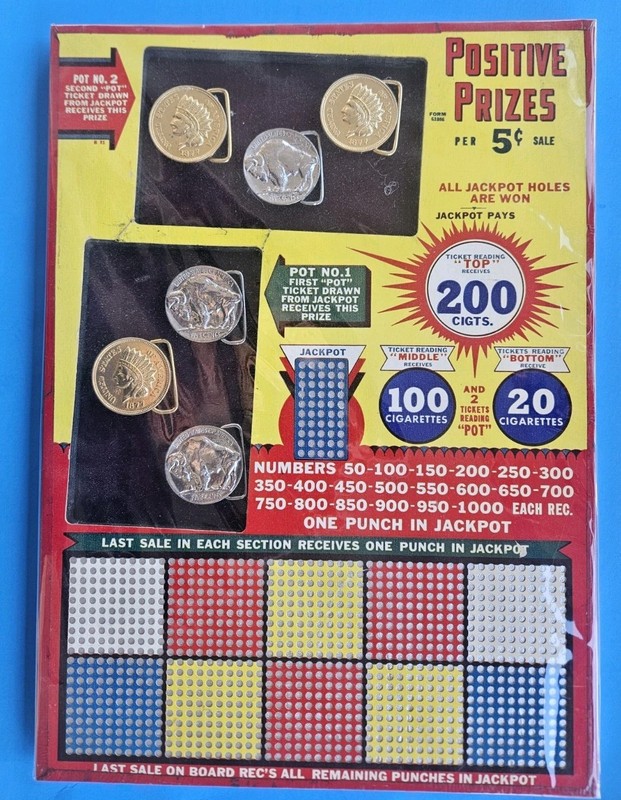 Punch Board Trade Stimulator Belt  buckle Buffalo nickel Indianhead penny Unused