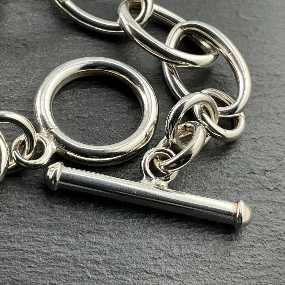 Handmade 925 Sterling Silver Chain Bracelet: Unisex Heavy Link Chain Design - Image 3 of 4
