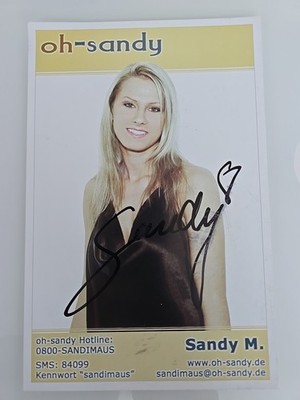 SANDY M XL A5 Autogrammkarte Autograph Signiert Signed Orginal Erotik