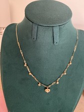 Station Heart Necklace 18k Genuine Yellow Gold Japan