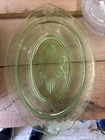 Vintage Uranium Depression Glass Starburst 11x6 Celery Dish